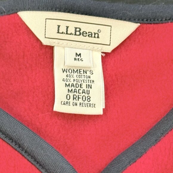 LL Bean Vintage Red Fleece Button Up Holiday Cardigan Sweater Womens Medium - Picture 6 of 9